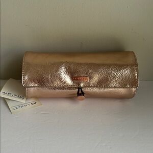 NWT Skinnydip Metallic Pink Cosmetic Bag & Brush Roll